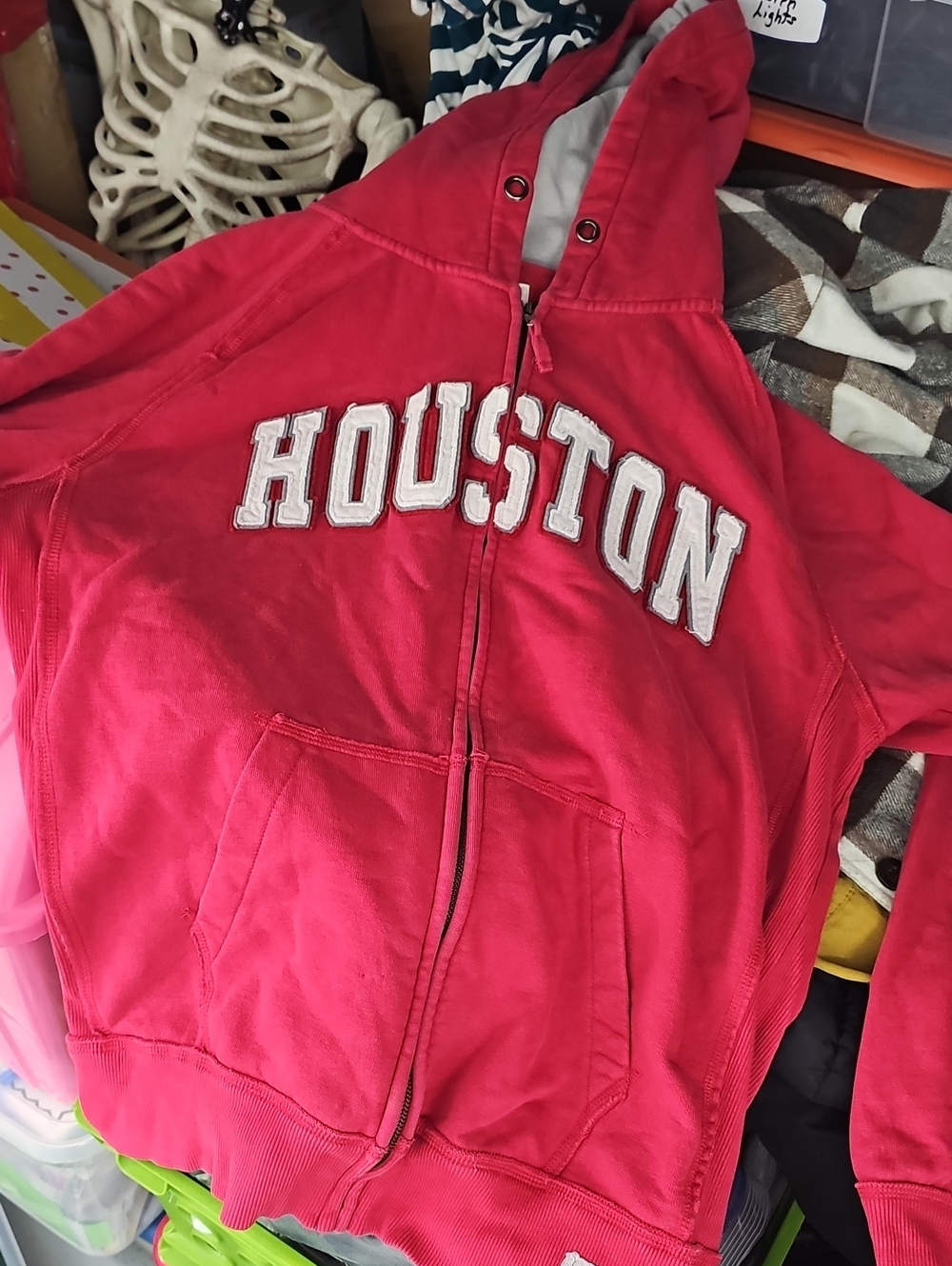 Colosseum  Red Zip-Up Hoodie with 'Houston' Appliqué